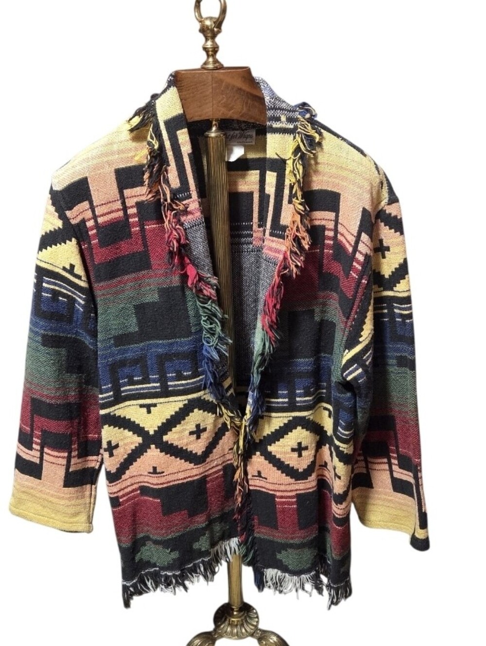 Vintage Just For Wraps JFW Southwestern Aztec Blacket Coat Sweater One Size